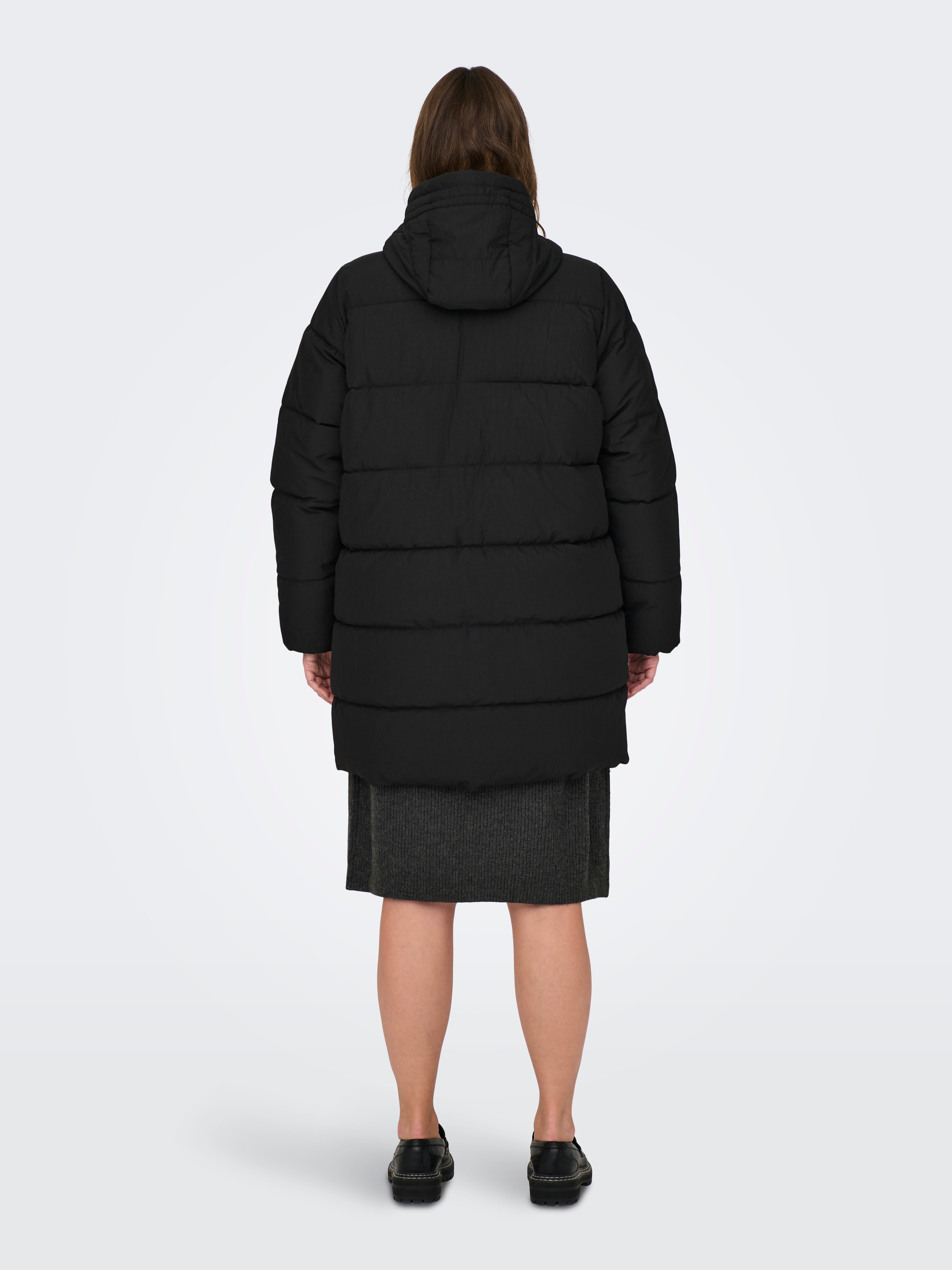 【CODEGRAPHY】(Woman)Reversible hooded padding Hood with string regulation Curve Coat | Black | ONLY®