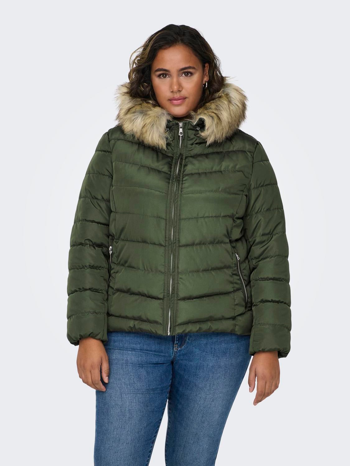 Green fur 2025 lined jacket