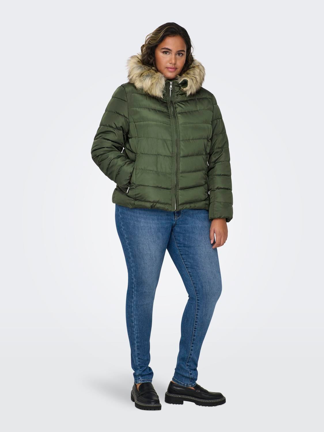 Green fur outlet lined jacket