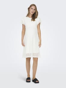 ONLY Mama mini dress with frill detail -Cloud Dancer - 15305710