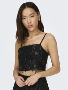 ONLY Cropped Fit U-Neck Top -Black - 15305747