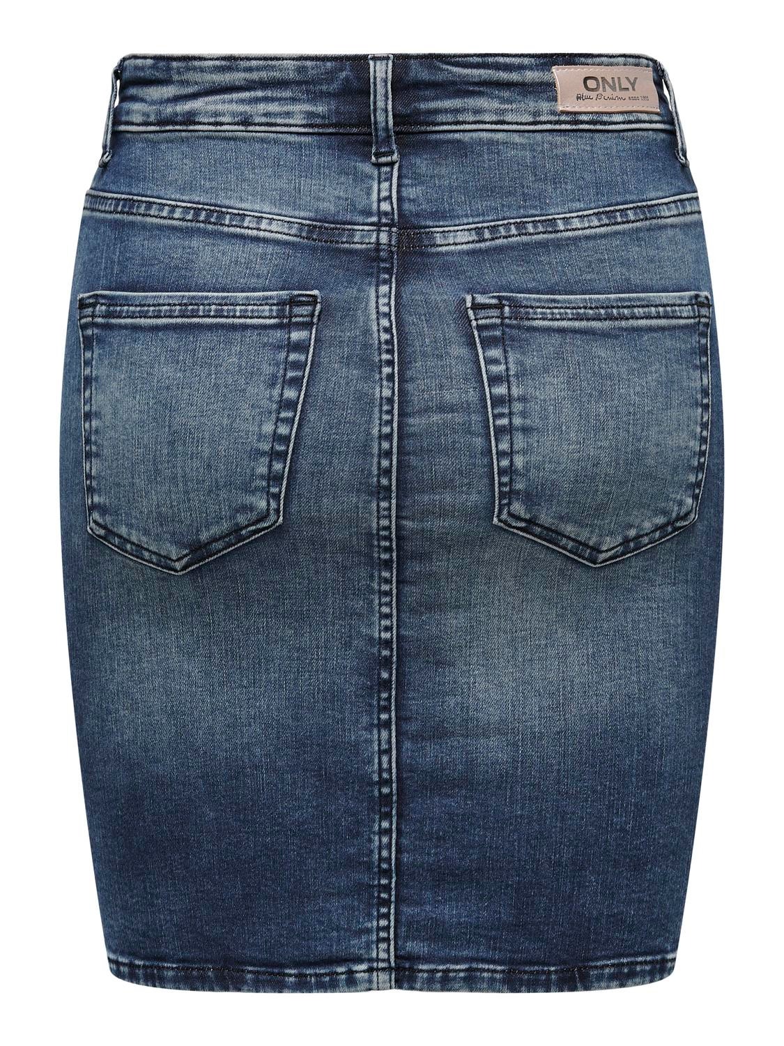 ONLY High waist Short skirt -Dark Blue Denim - 15305793