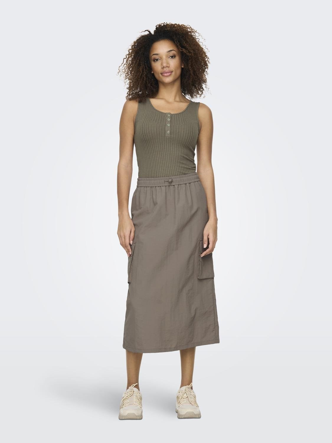 Grey midi skirt with pockets sale