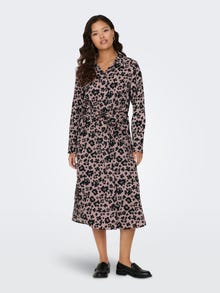 ONLY Normal geschnitten Hemdkragen Langes Kleid -Woodrose - 15305898