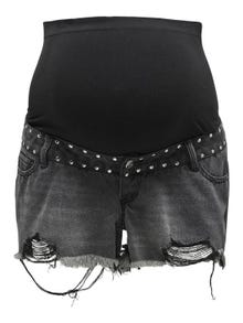 ONLY Normal geschnitten Offener Saum Maternity Shorts -Black Denim - 15305944