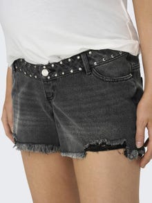 ONLY Shorts Regular Fit Ourlet brut Grossesse -Black Denim - 15305944