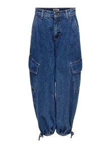 ONLY Joggerpassform Hög midja Elastisk detalj Jeans -Medium Blue Denim - 15306235