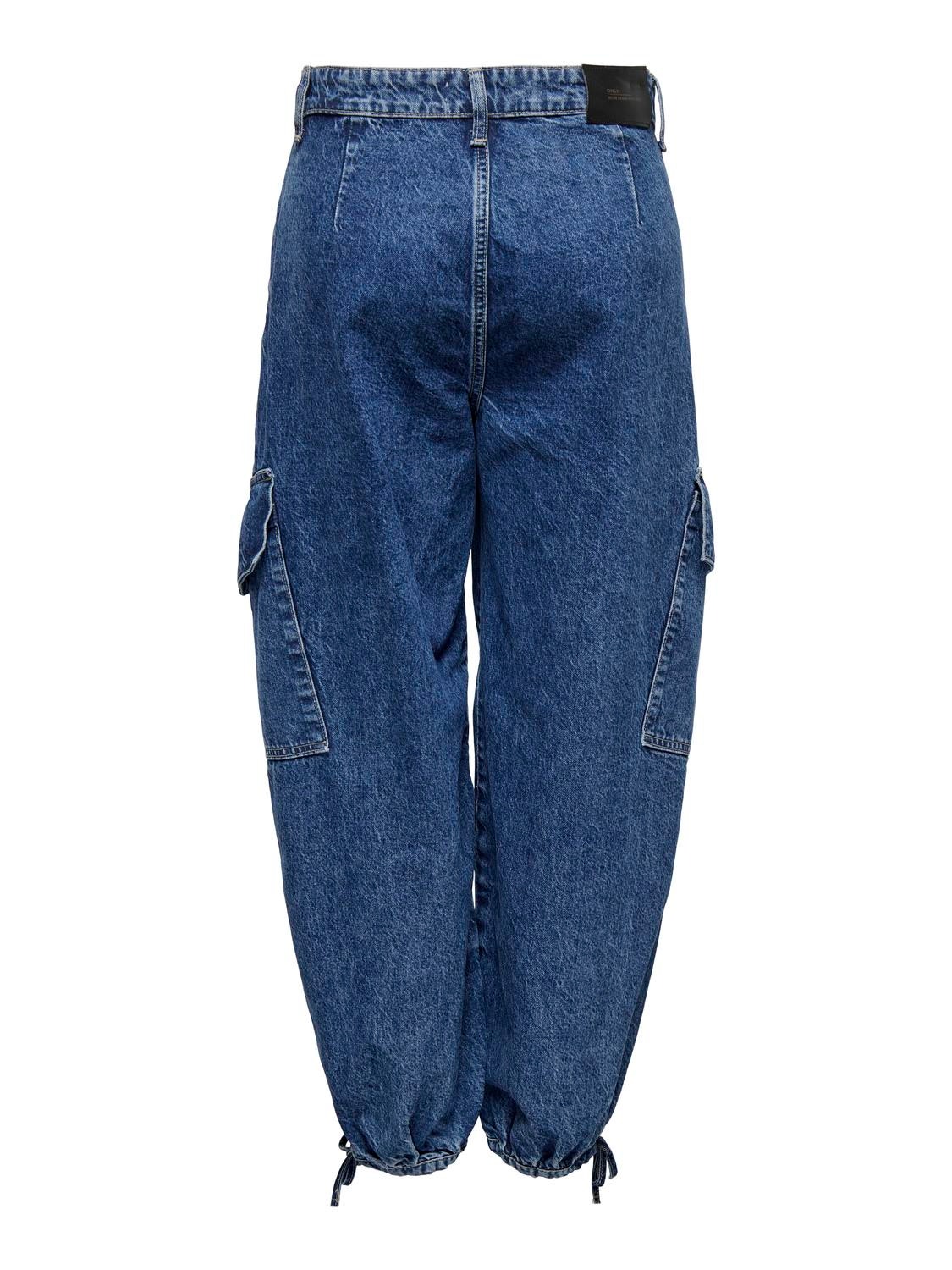 ONLY Jogger fit High waist Elastisch detail Jeans -Medium Blue Denim - 15306235