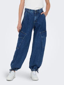 ONLY Jogger fit High waist Elastisch detail Jeans -Medium Blue Denim - 15306235