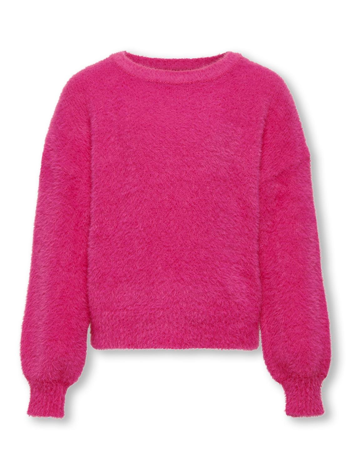 ONLY Standard Fit Round Neck High cuffs Dropped shoulders Pullover -Fuchsia Purple - 15306452
