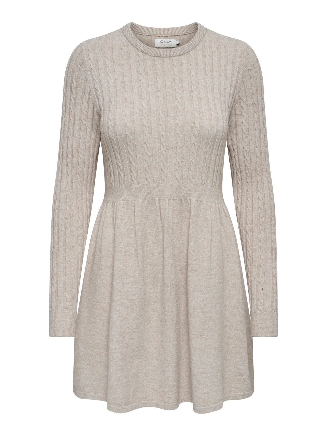 ONLY Mini o-neck knitted dress -Weathered Teak - 15306551