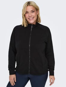 ONLY Curvy Trænings zip sweatshirt -Black - 15306619