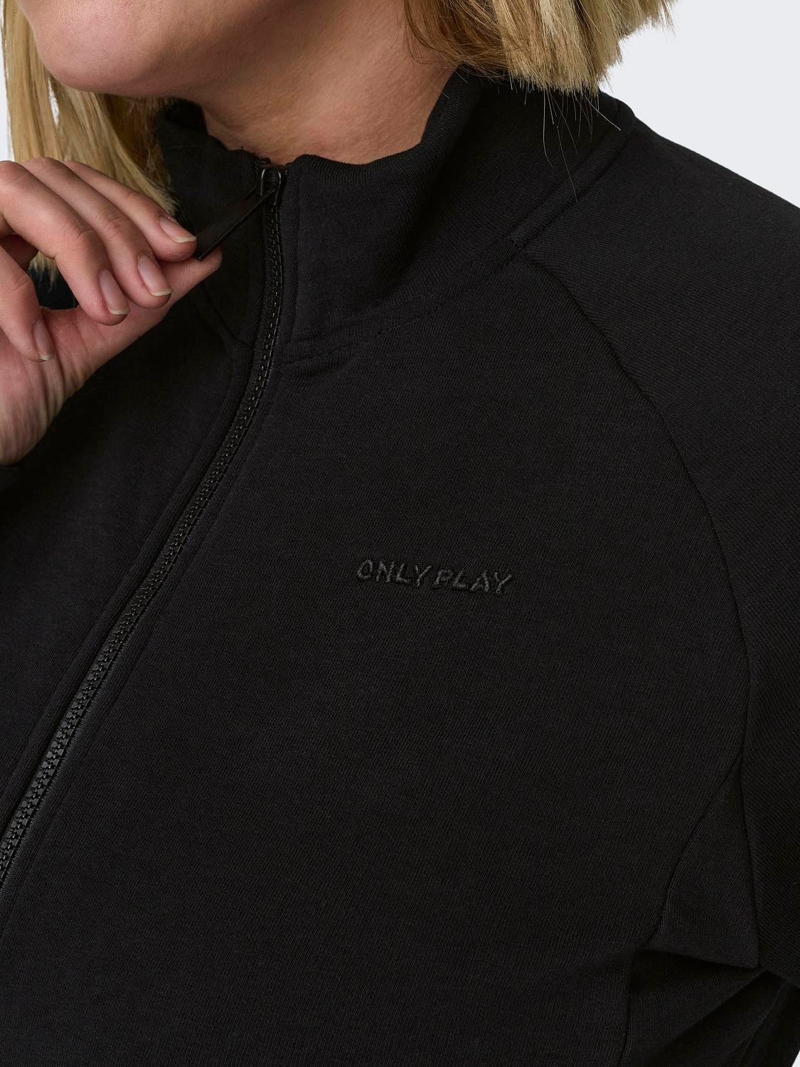 ONLY Curvy Trænings zip sweatshirt -Black - 15306619