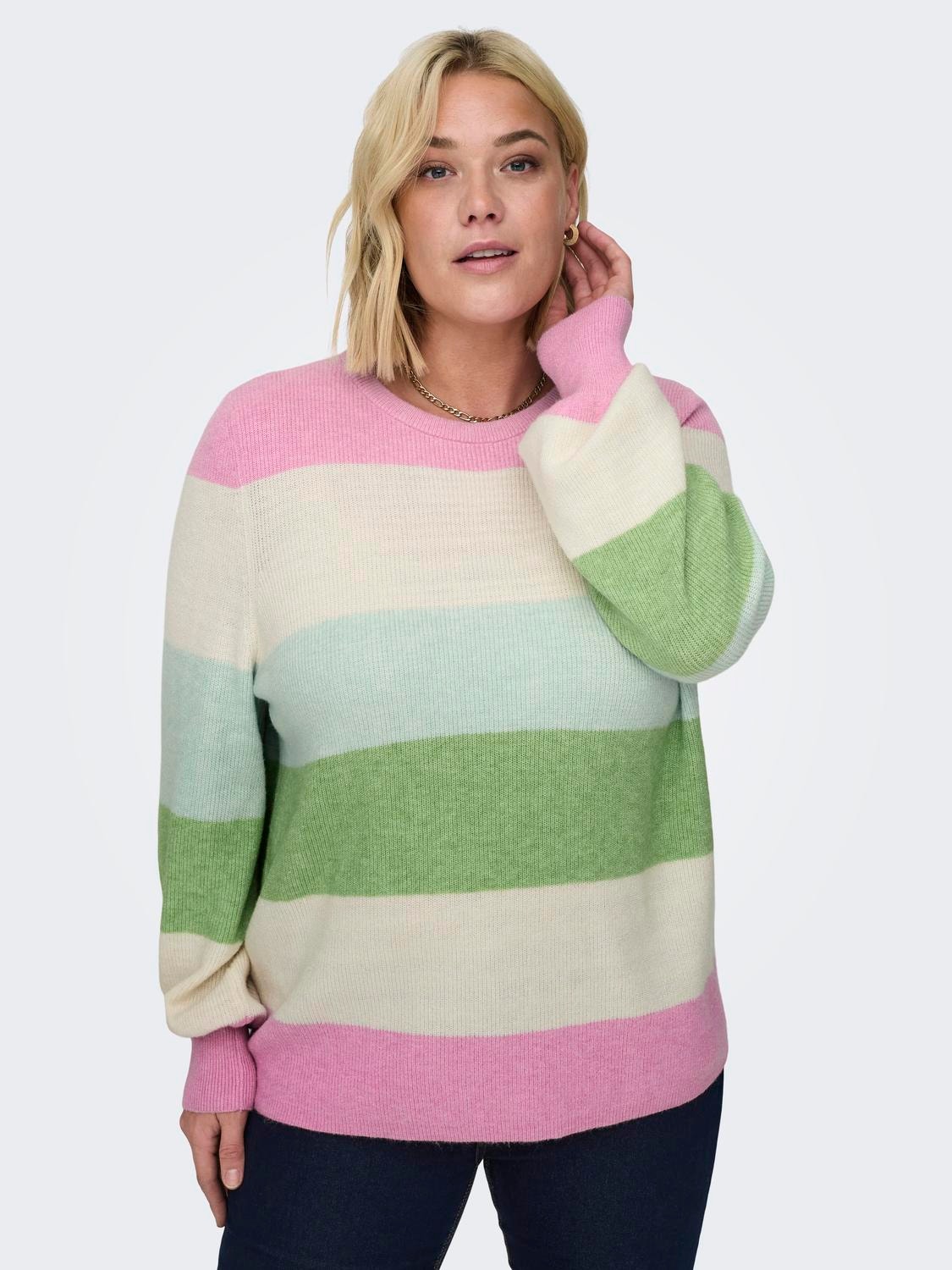 ONLY Curvy O-neck knitted pullover -Begonia Pink - 15306802
