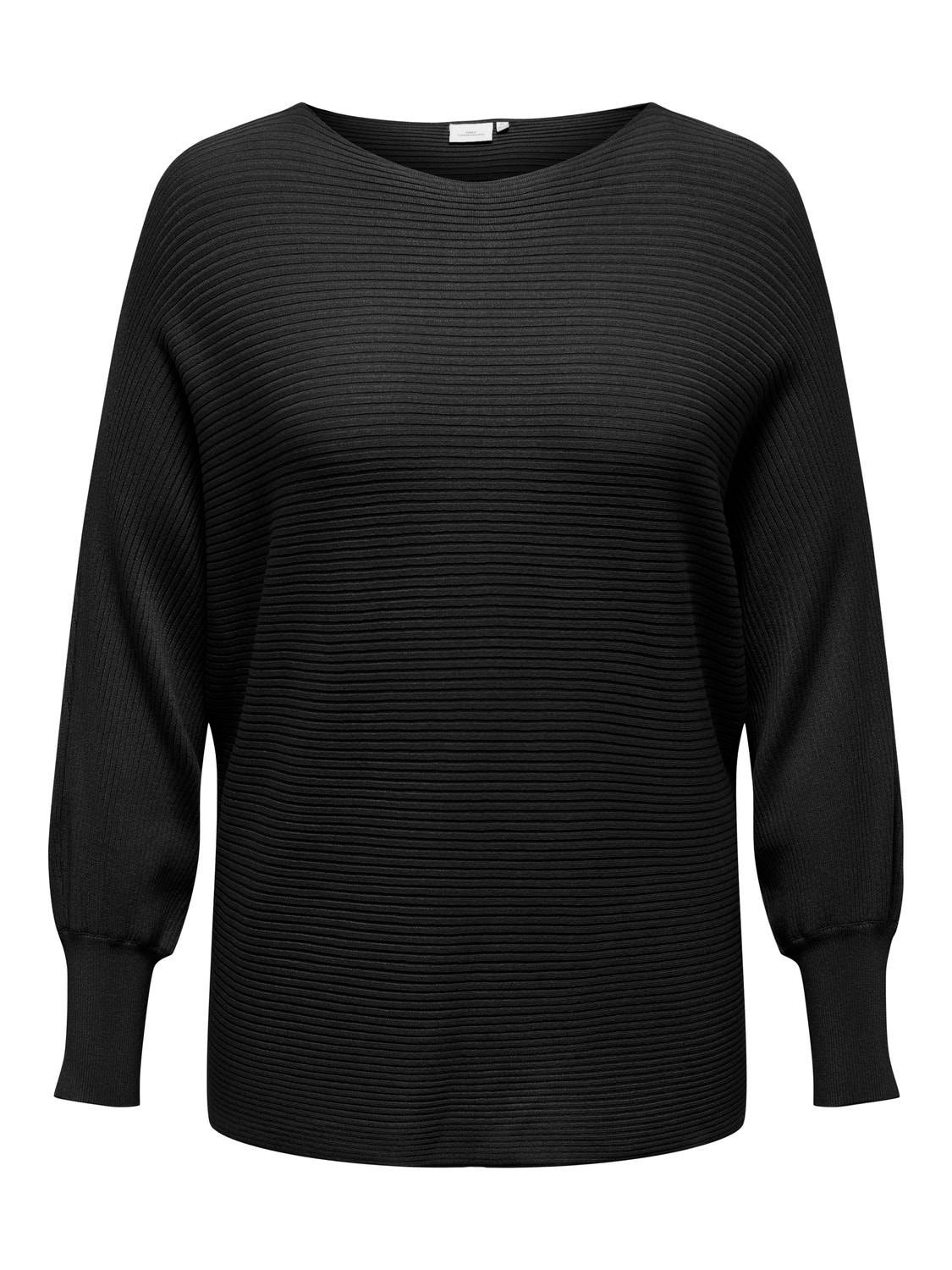 ONLY Curvy o-neck knitted pullover -Black - 15306803