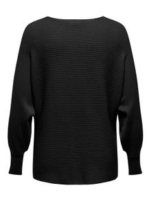ONLY Knit Fit U-Boot Ausschnitt Gerippte Ärmelbündchen Pullover -Black - 15306803