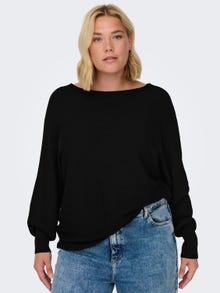 ONLY Knit Fit Boat neck Ribbed cuffs Pullover -Black - 15306803