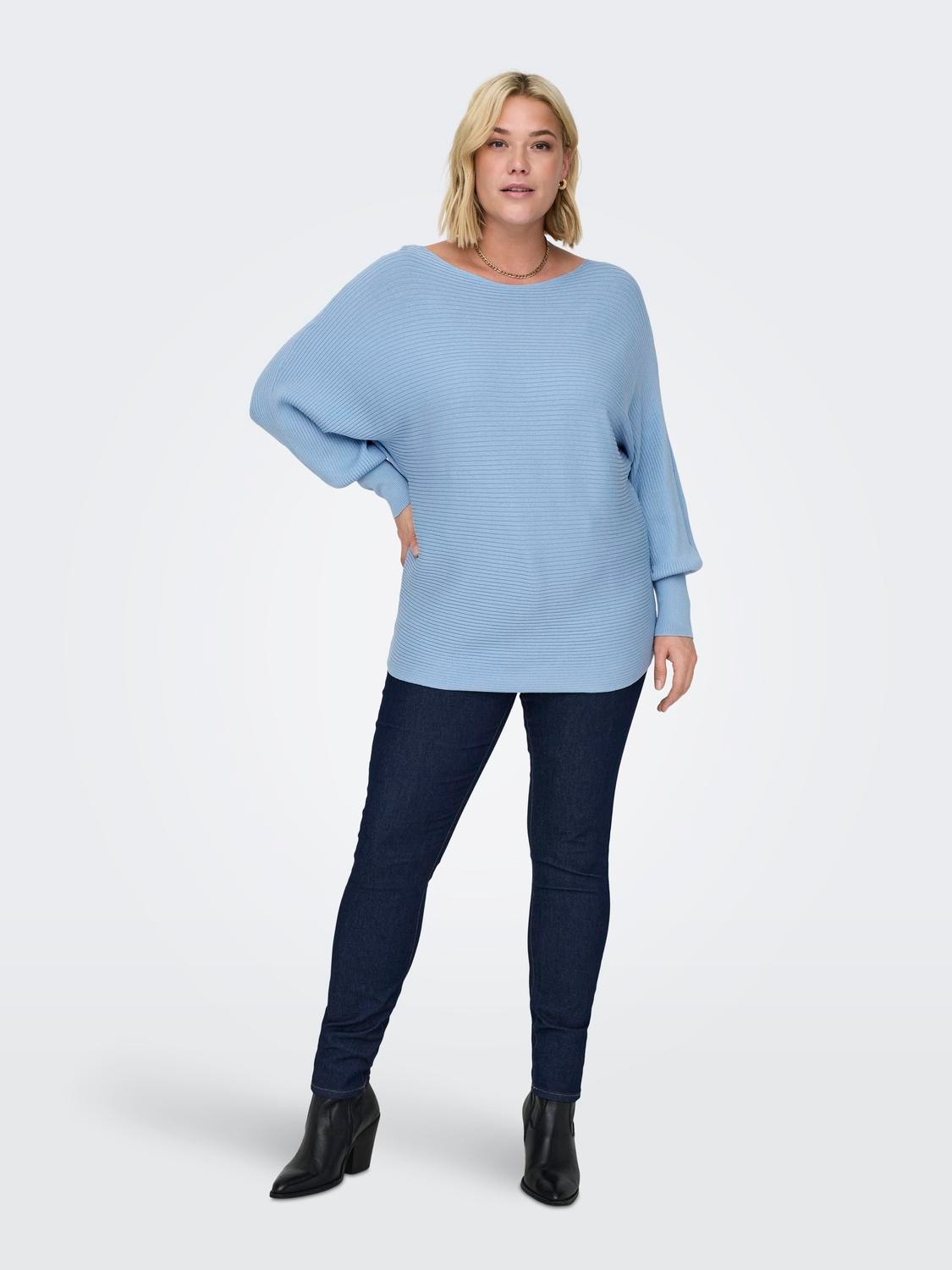 ONLY Curvy o-neck knitted pullover -Blue Bell - 15306803