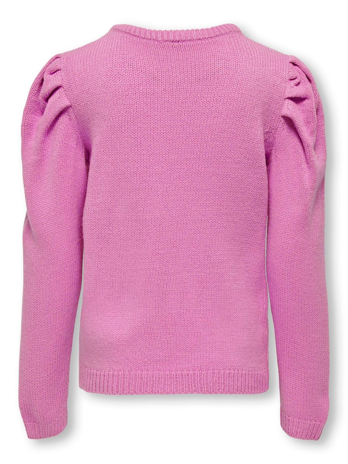 ONLY o-neck knitted pullover with puff sleeves -Moonlite Mauve - 15306862