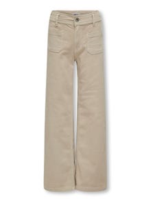 ONLY Wide Leg Fit Mid waist Trousers -Pumice Stone - 15306905