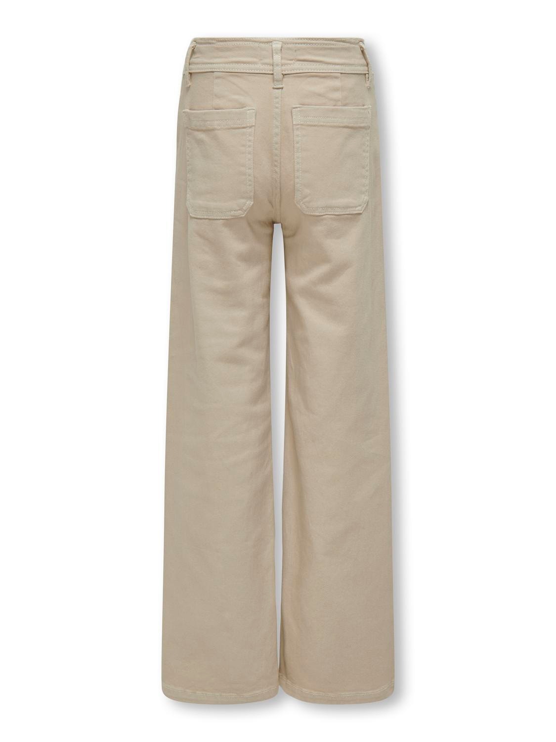 ONLY Wide Leg Fit Mid waist Trousers -Pumice Stone - 15306905