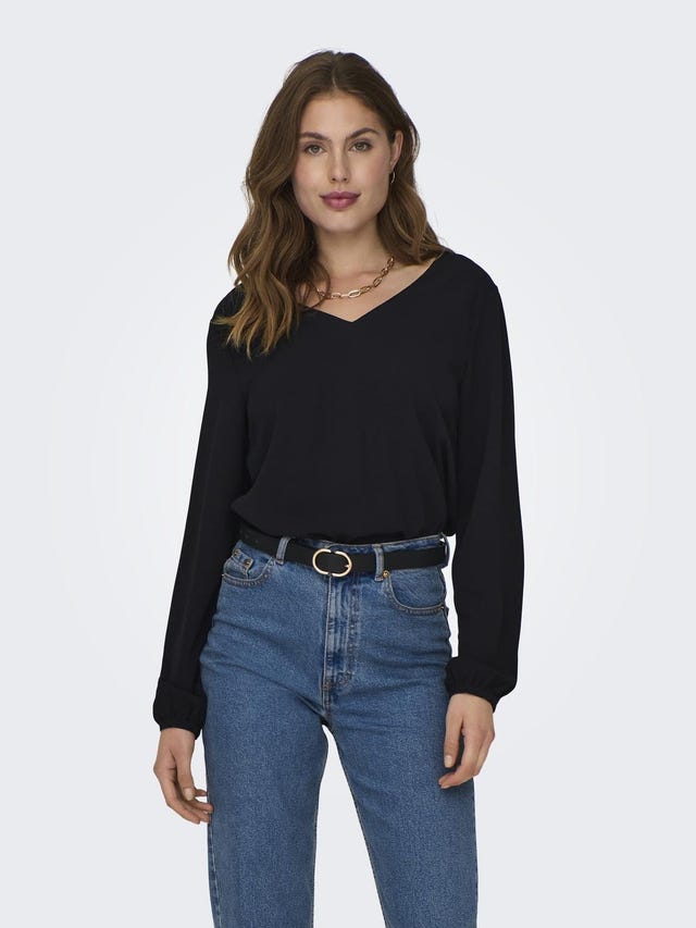 ONLY V-neck top with long sleeves - 15306923