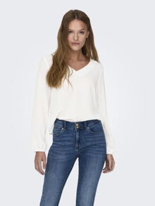 ONLY V-neck top with long sleeves -Cloud Dancer - 15306923