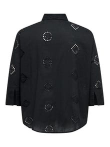 ONLY Curvy detaljeret bomulds skjorte -Black - 15306949