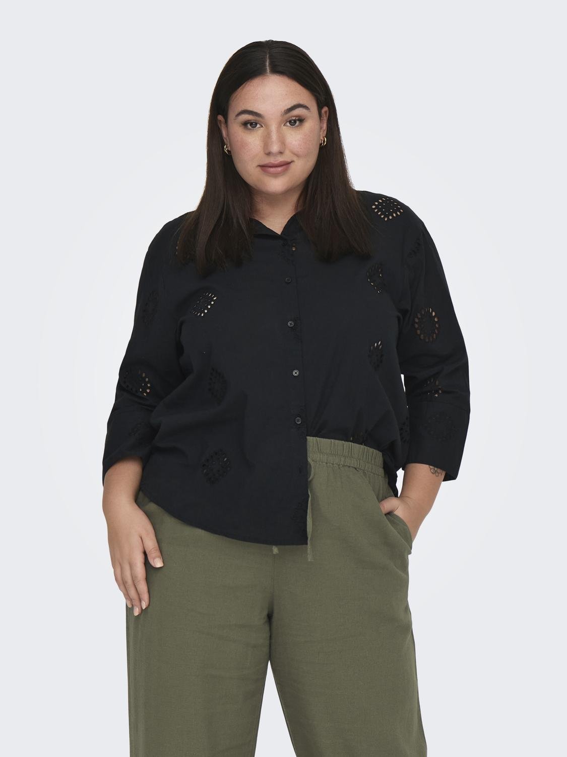 ONLY Curvy detailed cotton short -Black - 15306949