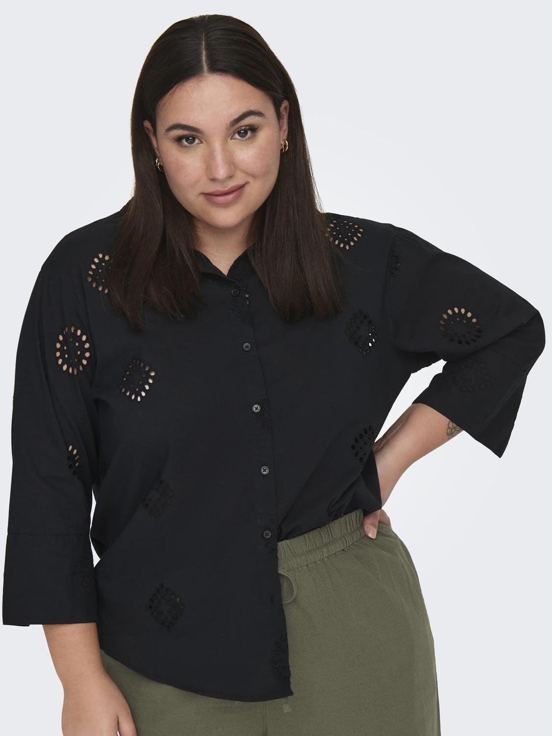 ONLY Curvy detailed cotton short -Black - 15306949