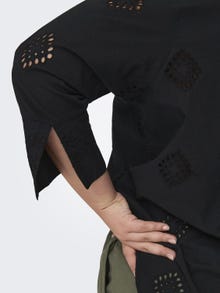 ONLY Curvy detaljeret bomulds skjorte -Black - 15306949