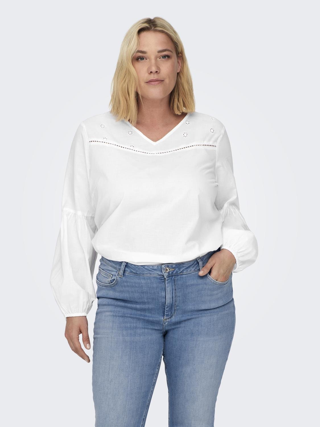 ONLY Curvy v-hals top -Bright White - 15306951