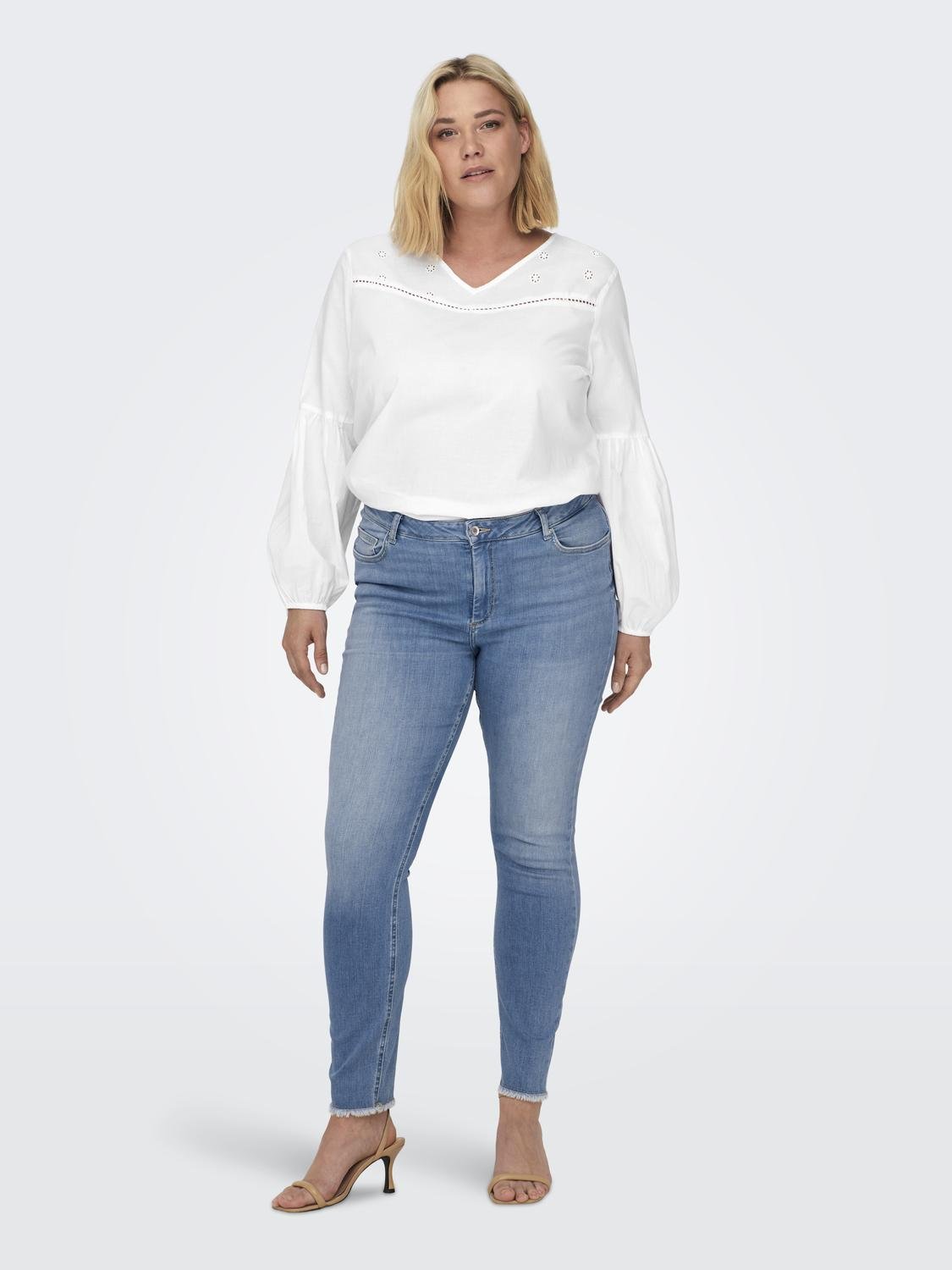 ONLY Curvy v-hals top -Bright White - 15306951