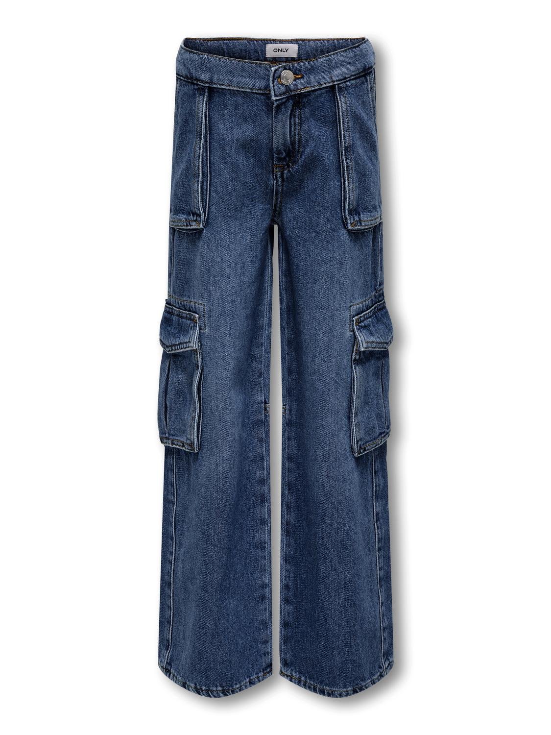 ONLY Weiter Beinschnitt Jeans -Dark Blue Denim - 15306998
