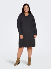 ONLY Curvy midi shirt dress -Black - 15307107