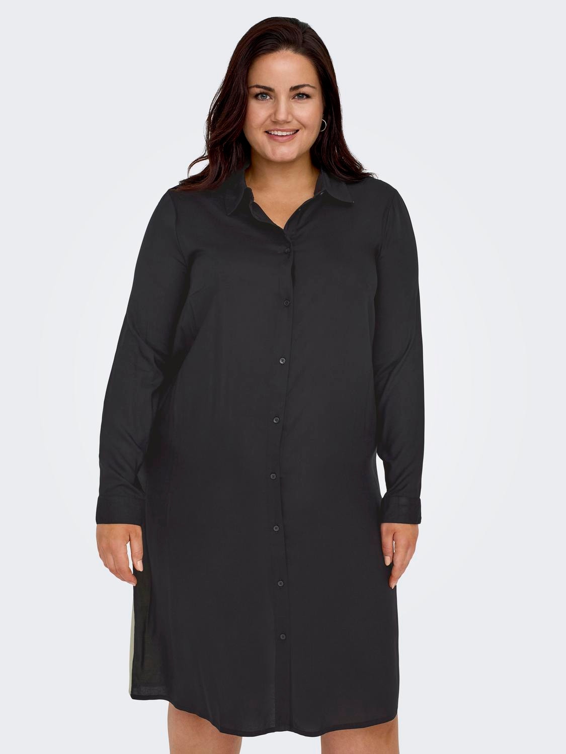 ONLY Vestido largo Corte regular Cuello de camisa -Black - 15307107