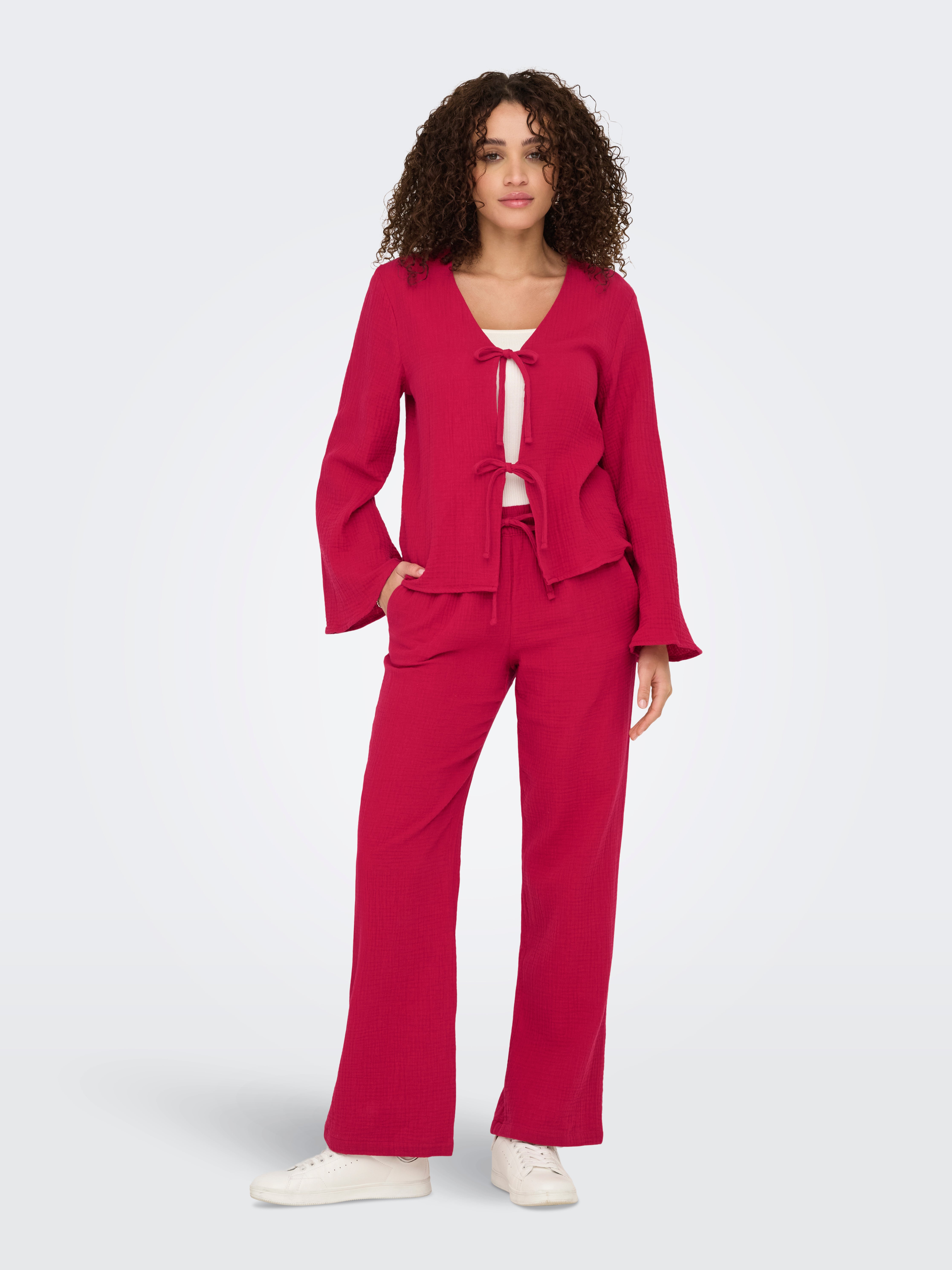 JDYTHEIS Wide Leg Fit Wide-leg trousers | Dark Red | ONLY®