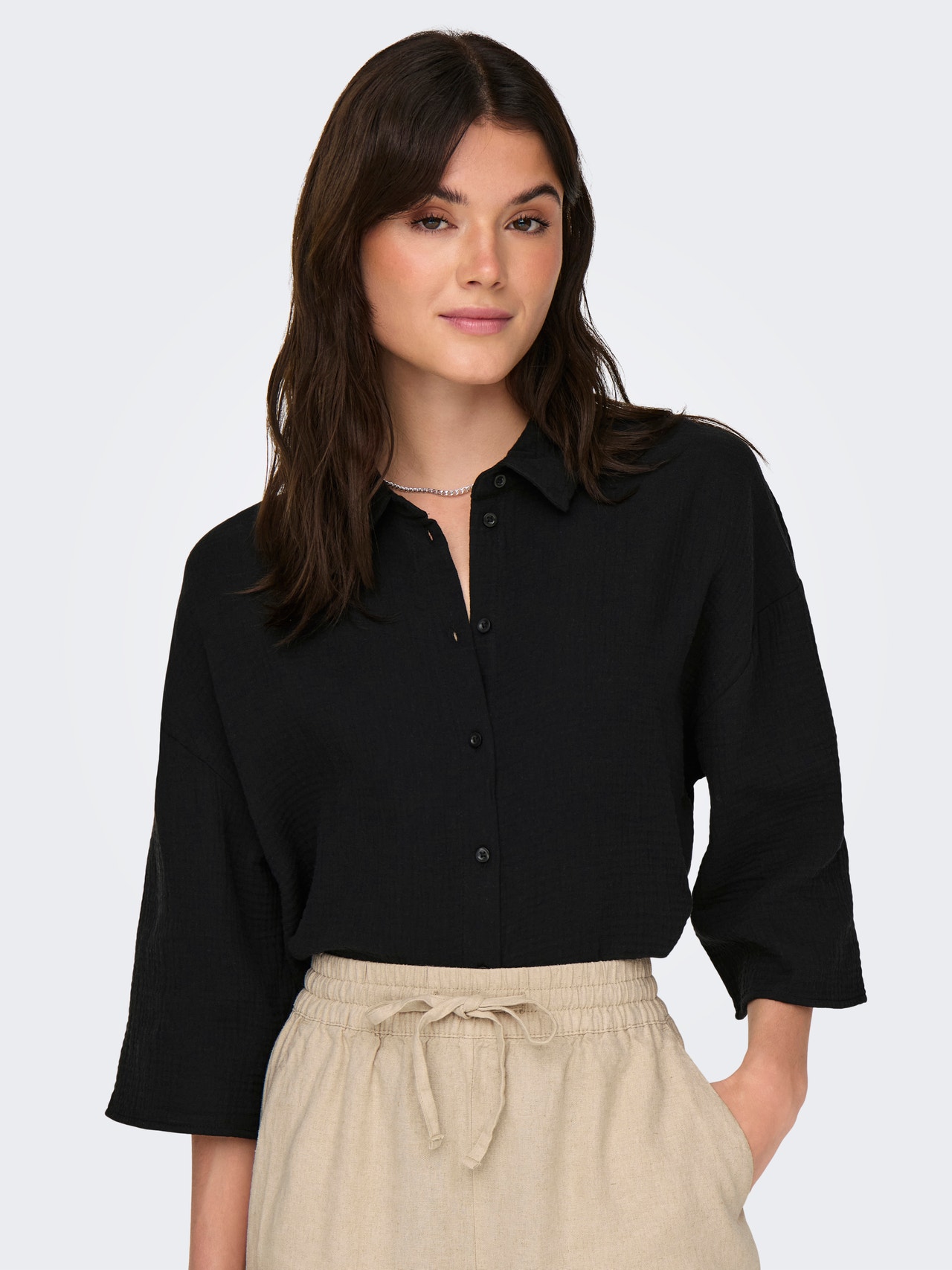 ONLY Regular fit Overhemd kraag Wijde mouwen Overhemd -Black - 15307159