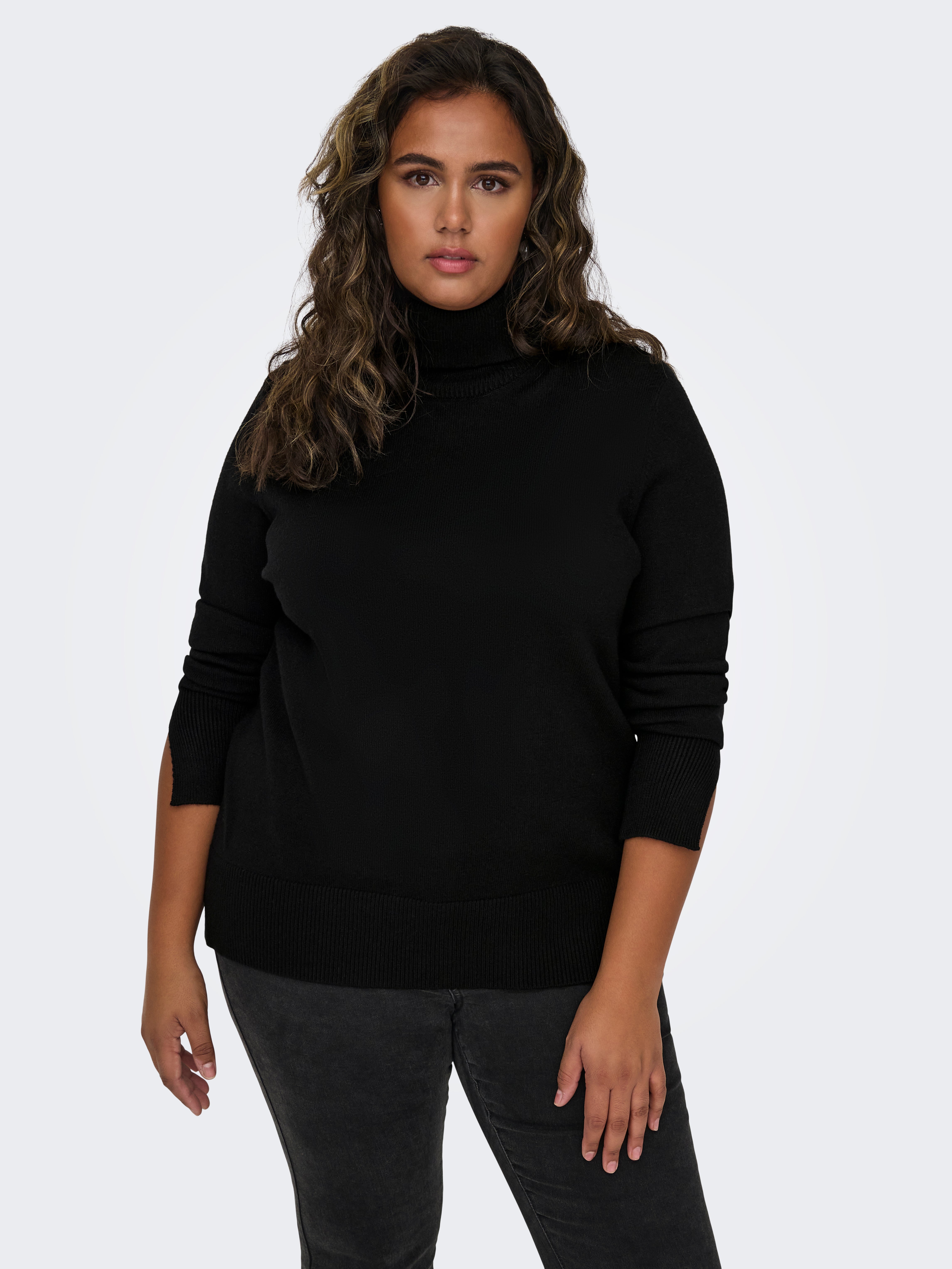 Plus size black outlet roll neck jumper