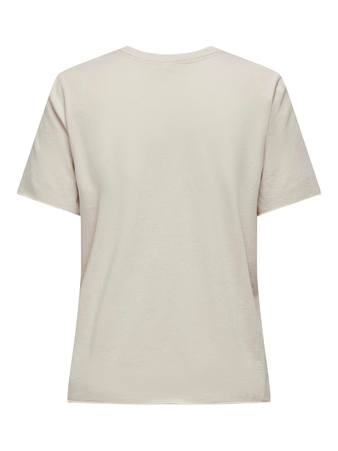 ONLY O-neck t-shirt with print -Pumice Stone - 15307412