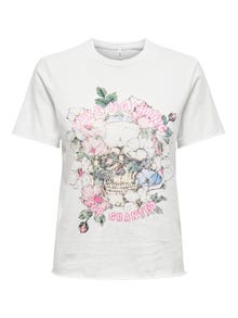 ONLY O-hals t-shirt med print -Cloud Dancer - 15307412