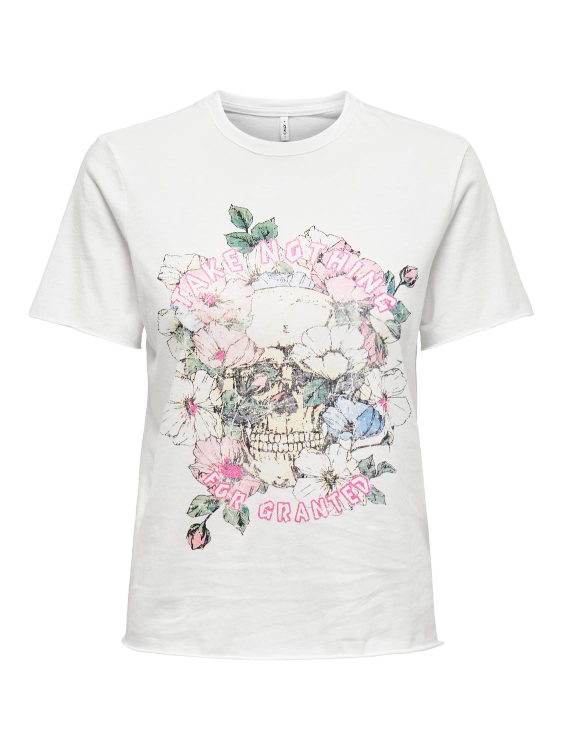 ONLY O-hals t-shirt med print -Cloud Dancer - 15307412