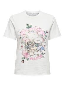 ONLY O-neck t-shirt with print -Cloud Dancer - 15307412