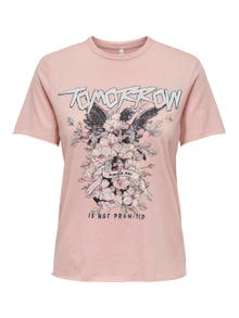 ONLY O-hals t-shirt med print -Silver Pink - 15307412