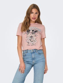 ONLY O-hals t-shirt med print -Silver Pink - 15307412