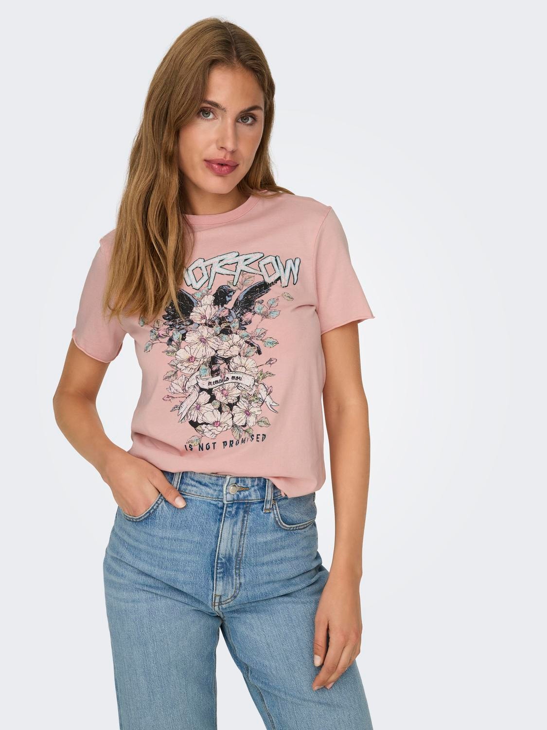 ONLY Normal geschnitten Rundhals T-Shirt -Silver Pink - 15307412