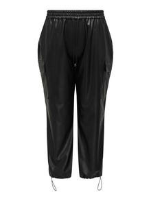 ONLY Curvy imiterede læder bukser -Black - 15307481