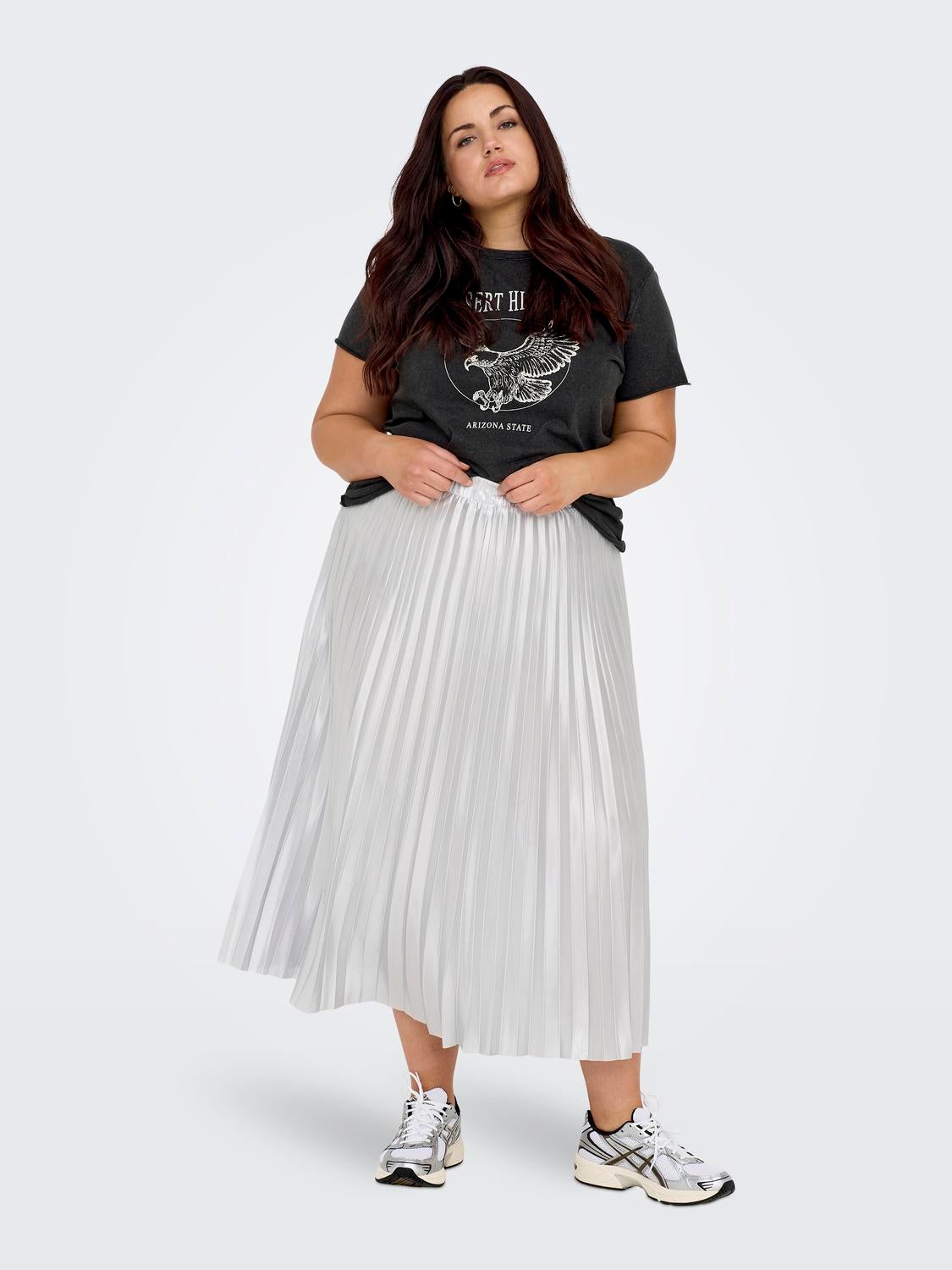 Plus size clearance silver pleated skirt