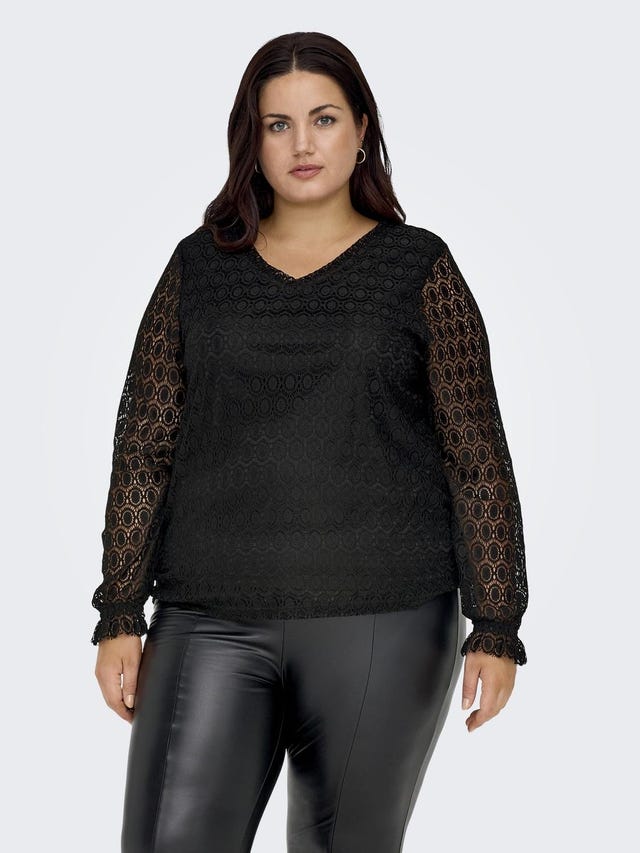 ONLY Curvy v-neck lace top - 15307660