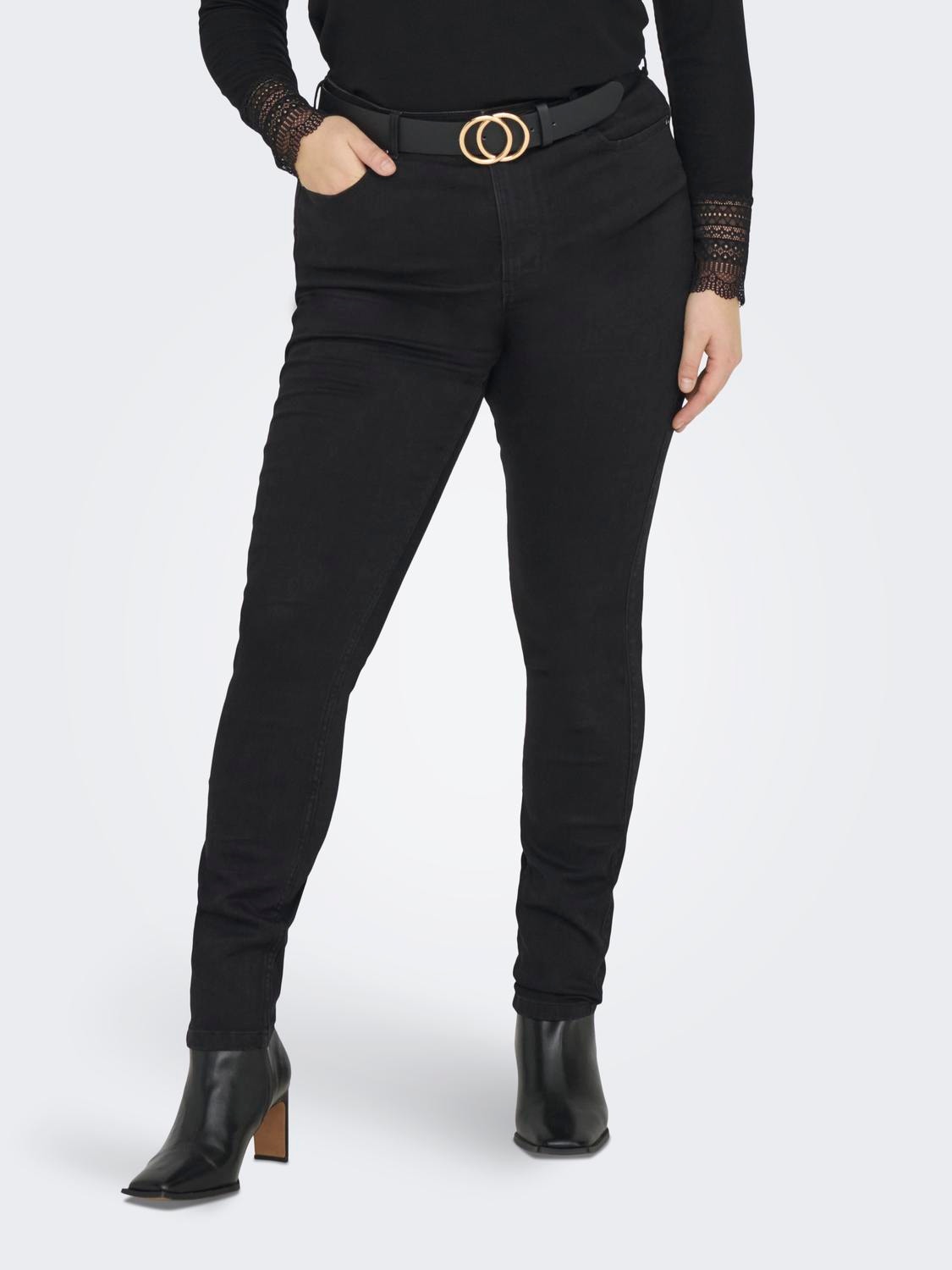 ONLY Jeans Skinny Fit Taille moyenne -Black Denim - 15307662